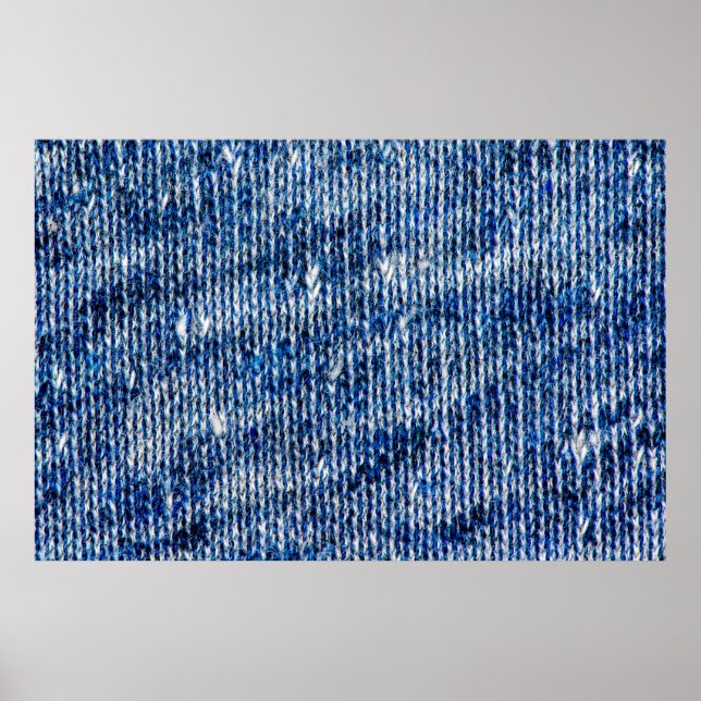 Blue knitting wool texture closeup photo backgroun poster (Front)