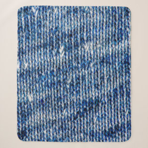 Blue knitting wool texture closeup photo backgroun sherpa blanket