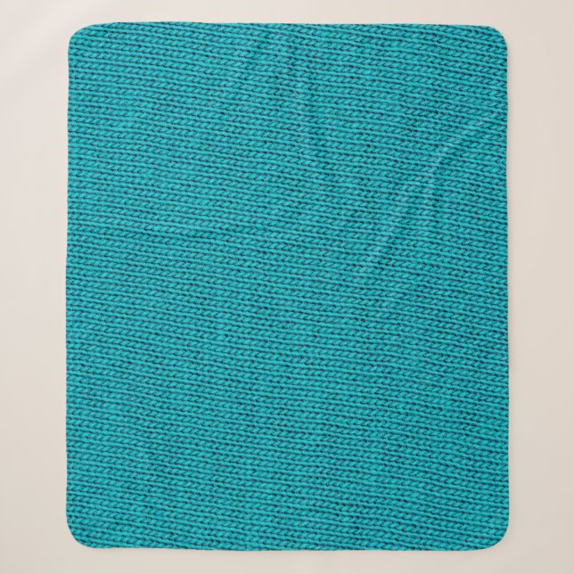Blue Knitting Wool Texture Closeup Sherpa Blanket (Front)