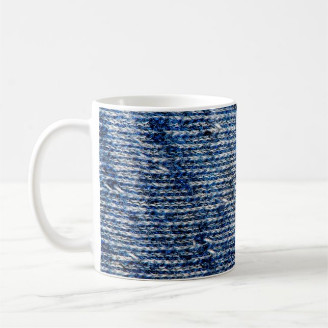 Blue knitting wool texture coffee mug (Left)