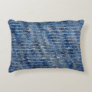 Blue knitting wool texture decorative cushion