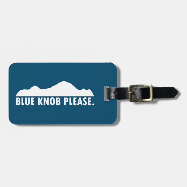 Blue Knob Please Luggage Tag (Front Horizontal)