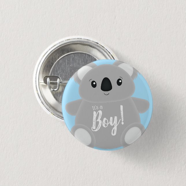 Blue Koala Bear Baby Shower 3 Cm Round Badge (Front & Back)