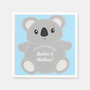 Blue Koala Bear Baby Shower Napkin