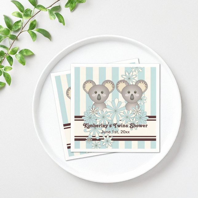 Blue Koala Twin Baby Shower / Kids Birthday Paper Napkin (Creator Uploaded)