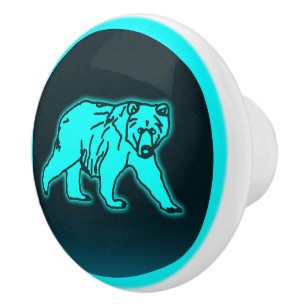 Blue Kodiak Bear Ceramic Knob