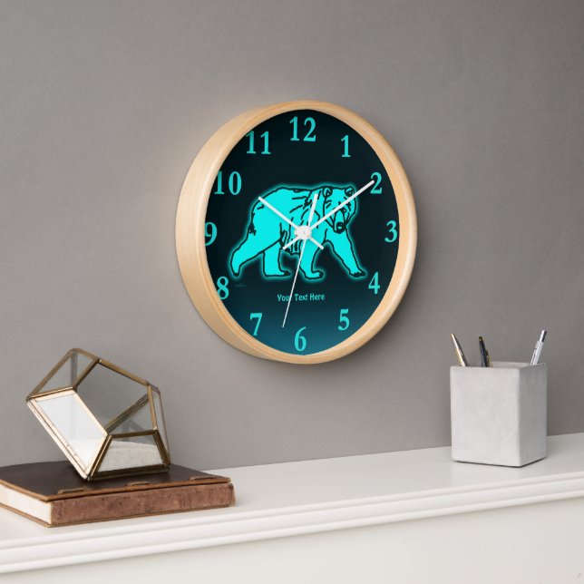 Blue Kodiak Bear Clock (Office)