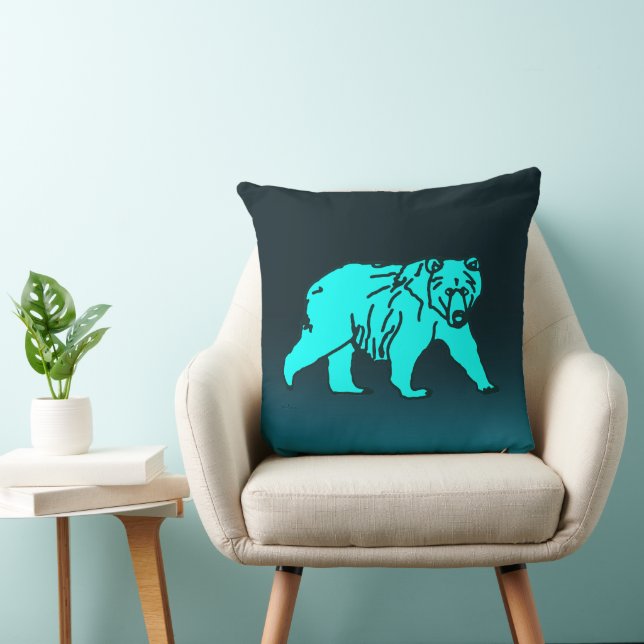 Blue Kodiak Bear Cushion (Chair)