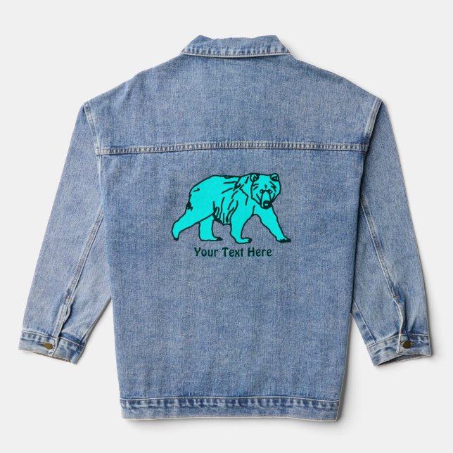Blue Kodiak Bear Denim Jacket (Back)