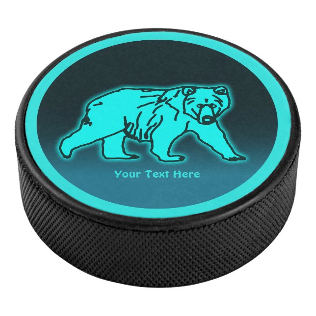 Blue Kodiak Bear Hockey Puck (3/4)