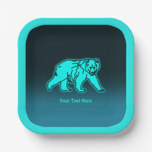 Blue Kodiak Bear Paper Plate