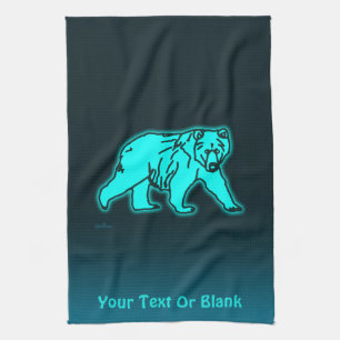 Blue Kodiak Bear Tea Towel