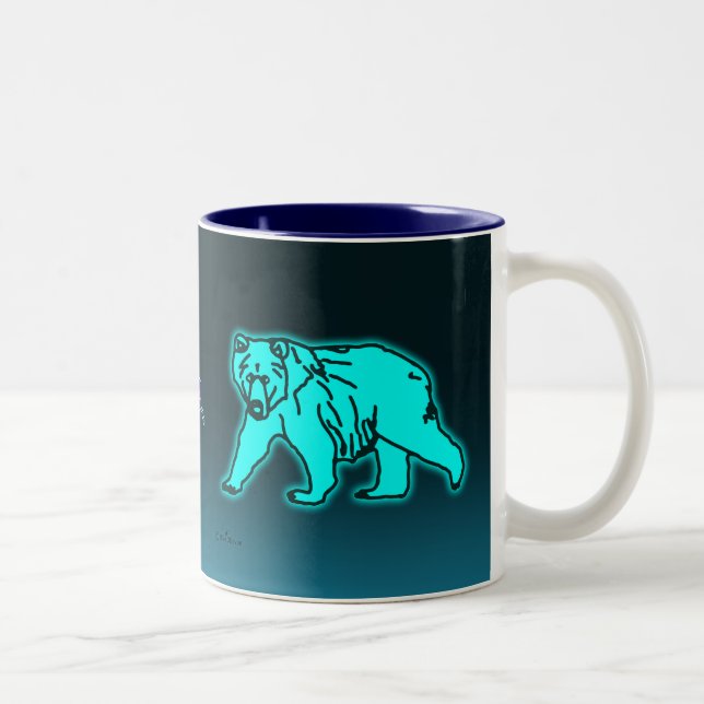 Blue Kodiak Bear Two-Tone Coffee Mug (Right)