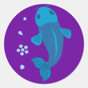 Blue Koi Fish Classic Round Sticker