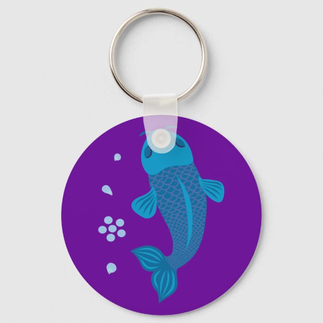 Blue Koi Fish Key Ring (Front)