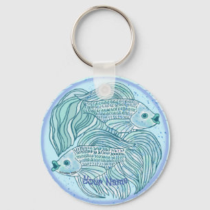 Blue Koi Fish  Key Ring