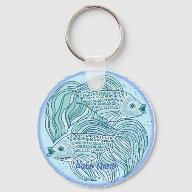 Blue Koi Fish  Key Ring (Front)