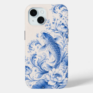 Blue Koi Fish Lotus Phone Case