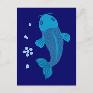 Blue Koi Fish Postcard