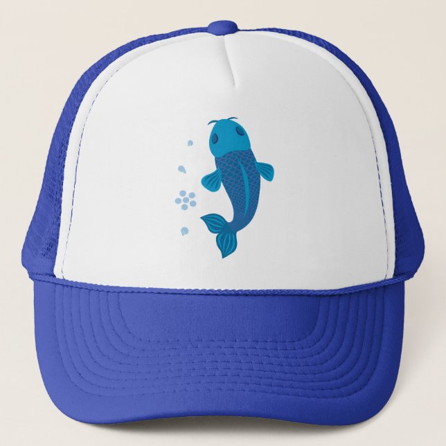 Blue Koi Fish Trucker Hat (Front)