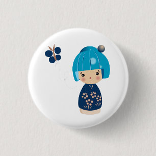 Blue Kokeshi Triplet Pin