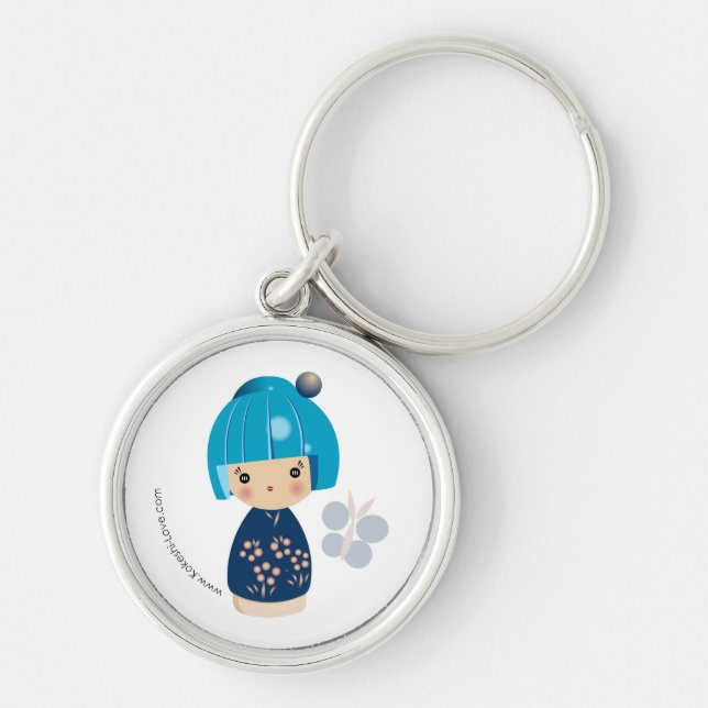 Blue Kokeshi Triplet Premium Keychain (Front)