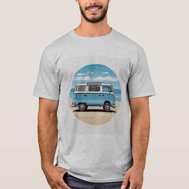  Blue Kombi Beach Circle Tee - Vintage Coastal Cha (Front)