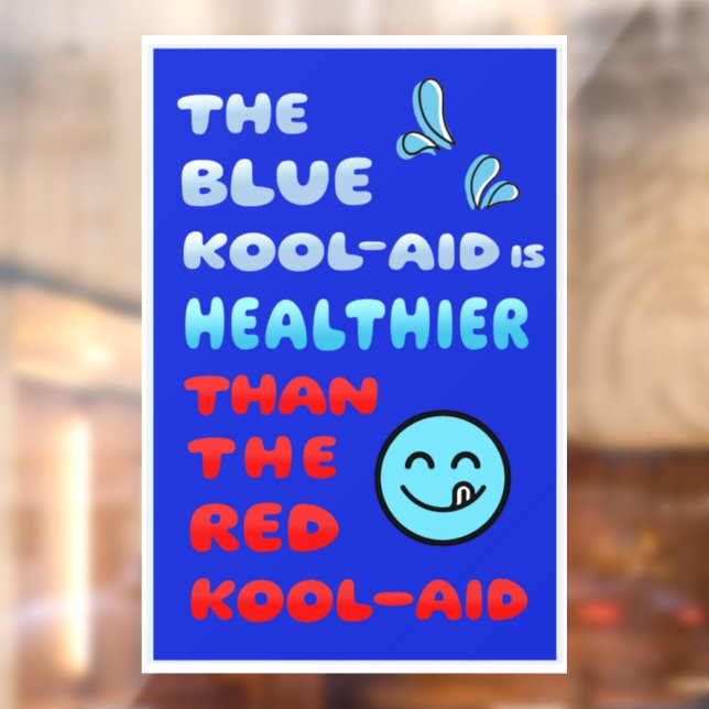 Blue Kool Aid WINDOW CLING SIGN BLUE (Sheet 2)