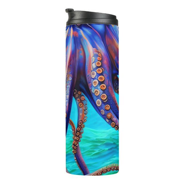 Blue Kraken Octopus Tentacles Thermal Tumbler (Rotated Right)