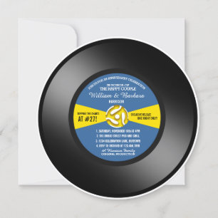Blue Label Vinyl 45 Record Anniversary Party Invitation