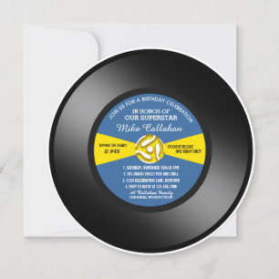 Blue Label Vinyl 45 Record Birthday Party Invitation