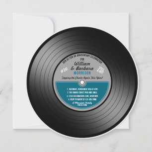 Blue Label Vinyl Record Anniversary Party Invitation