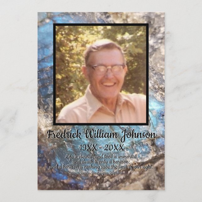 Blue Labradorite Stone with Quote and Square Photo Program (Front)