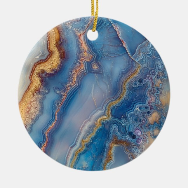 Blue Lace Agate Ceramic Ornament (Front)