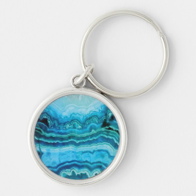 Blue Lace Agate gemstone printed Key Ring (Front)