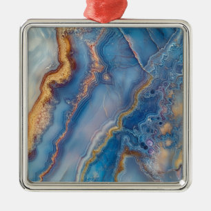 Blue Lace Agate Metal Ornament