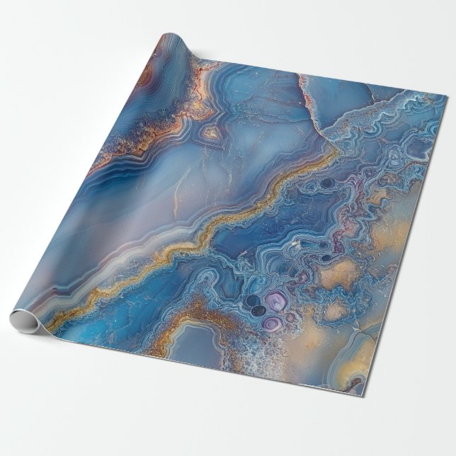 Blue Lace Agate Wrapping Paper (Unrolled)