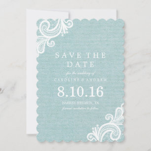 Blue Lace and Burlap Save the Date