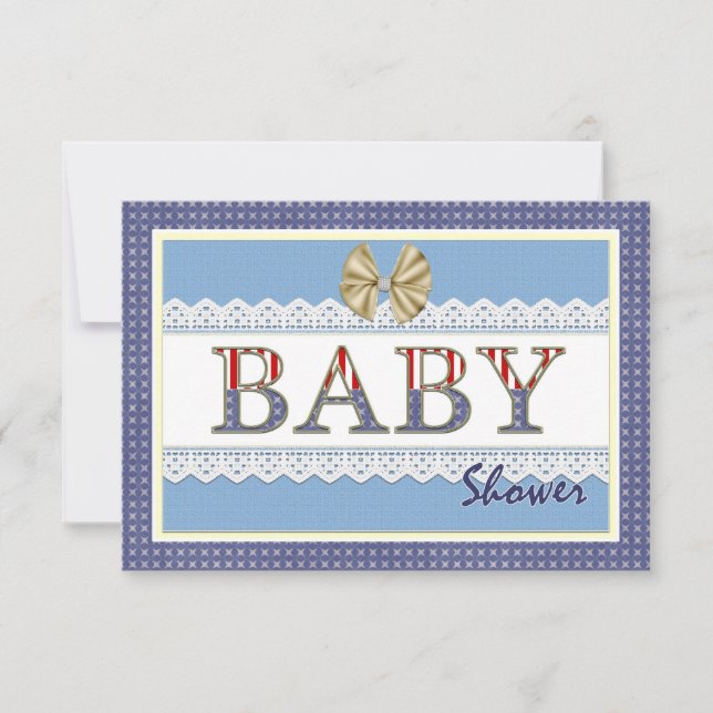 Blue Lace Baby Shower Registry Card (Front)