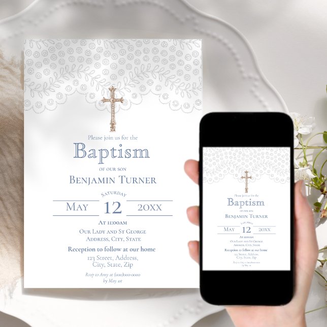 Blue Lace | Baptism Invitation (Creator Uploaded)