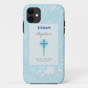 Blue Lace Boy Baptism iPhone 11 Case