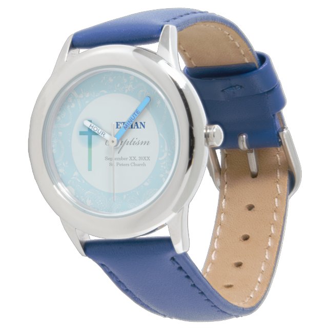Blue Lace Boy Baptism Watch (Angled)
