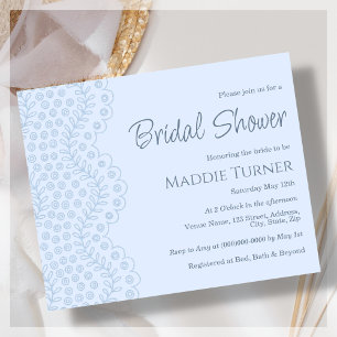 Blue Lace Bridal Shower Budget Invitation