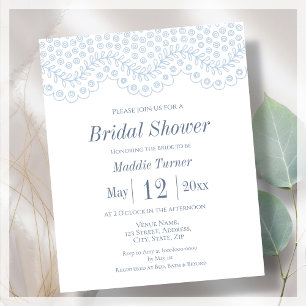 Blue Lace   Budget Bridal Shower Invitation