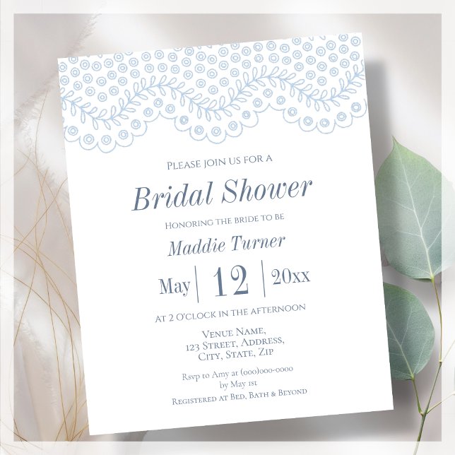 Blue Lace | Budget Bridal Shower Invitation (Creator Uploaded)