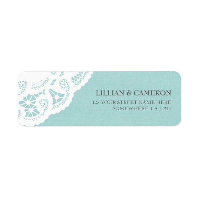 Blue Lace Doily Return Address Labels (Front)