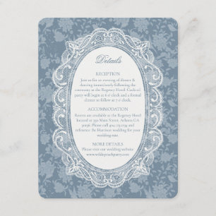 Blue Lace Doily Vintage Floral Details Wedding Enclosure Card