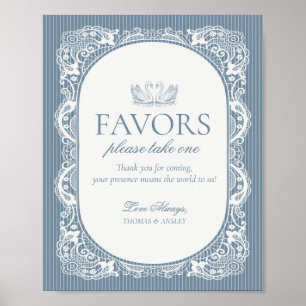 Blue Lace Doily Vintage Floral Favours Sign