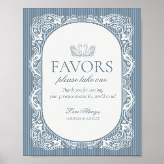 Blue Lace Doily Vintage Floral Favours Sign