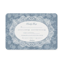 Blue Lace Doily Vintage Floral Wedding RSVP